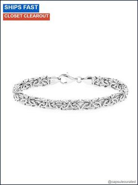 Italian 925 Sterling Silver Byzantine Bracelet Handmade for Women